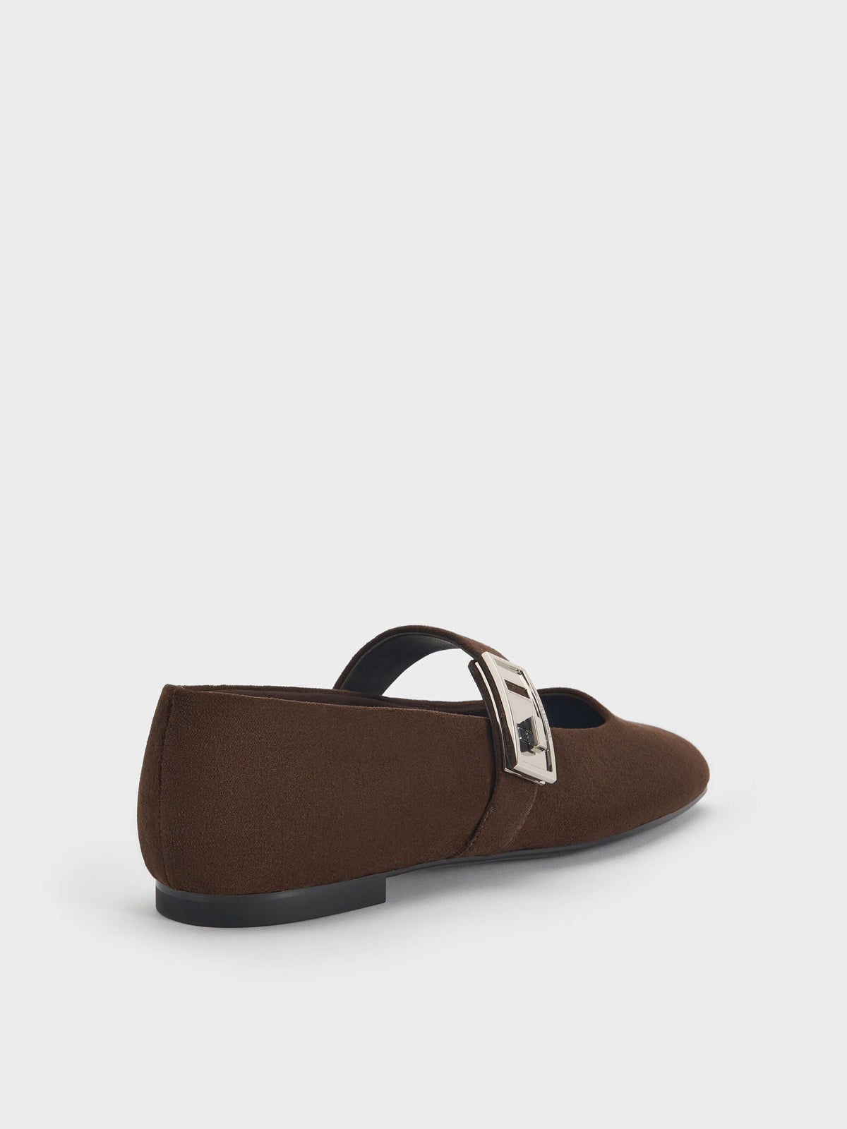 CHARLES & KEITH Value | Lando Faux Suede Mary Jane Flats - Dark Brown Textured