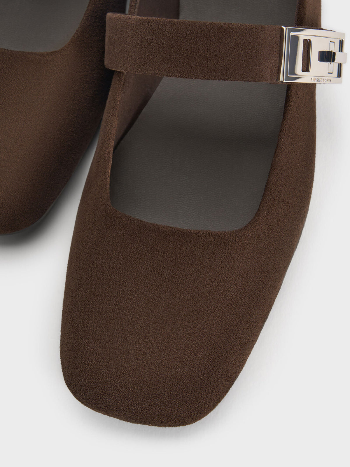 CHARLES & KEITH Value | Lando Faux Suede Mary Jane Flats - Dark Brown Textured