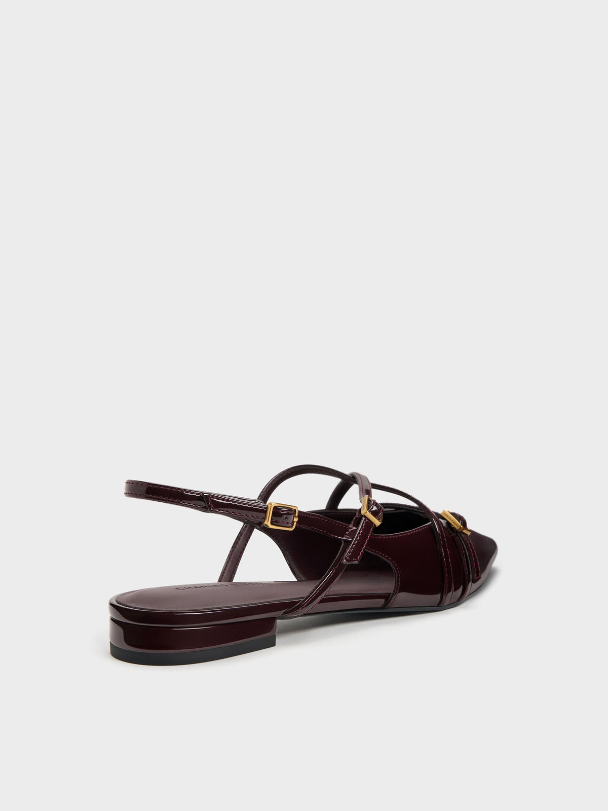 CHARLES & KEITH Classic | Maybelle Patent Strappy Slingback Flats - Burgundy