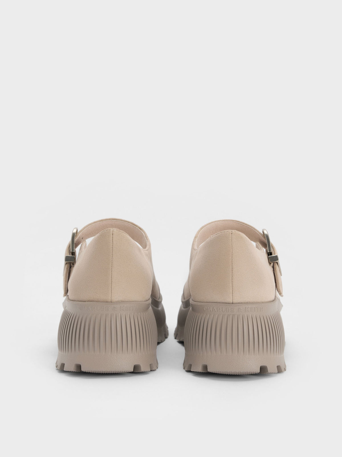 CHARLES & KEITH Classic | Darra Faux Suede Platform Mary Janes - Beige
