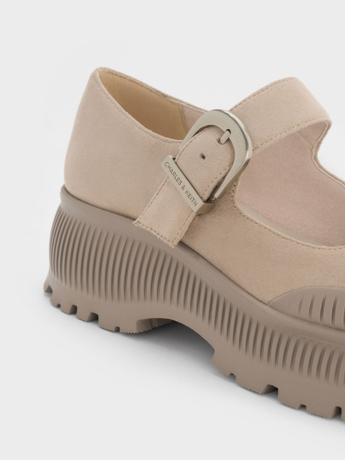 CHARLES & KEITH Classic | Darra Faux Suede Platform Mary Janes - Beige