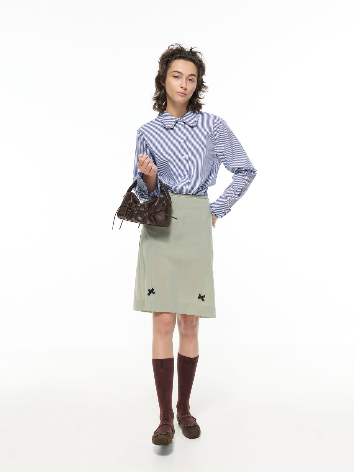 CHARLES & KEITH Smart Buy | Emiko Faux Suede Bow Mary Jane Flats - Chocolate Textured