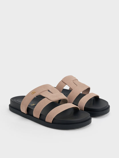 CHARLES & KEITH Customer Favorite | Petina Suede Flatform Sandals - Taupe