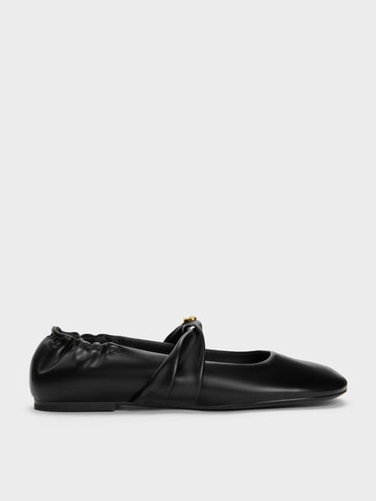 CHARLES & KEITH Great Value | Metallic-Accent Twist-Strap Mary Jane Flats - Black