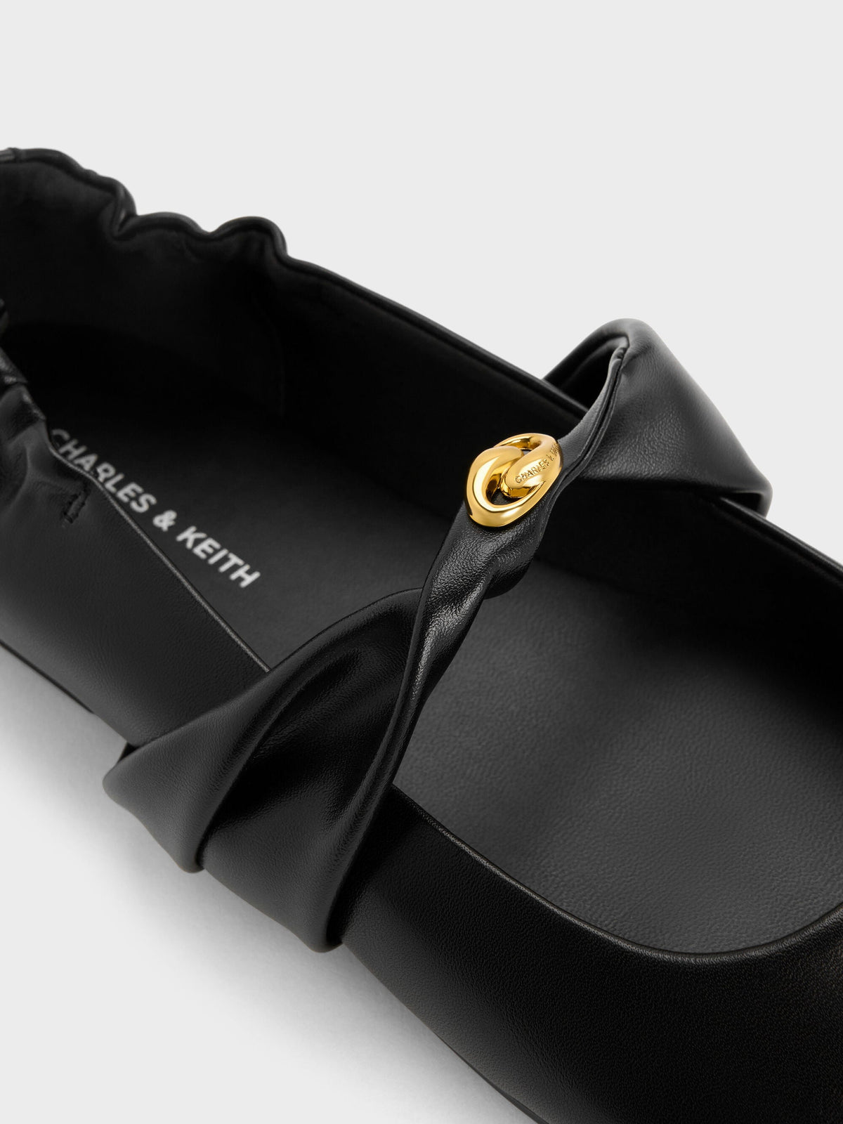CHARLES & KEITH Great Value | Metallic-Accent Twist-Strap Mary Jane Flats - Black