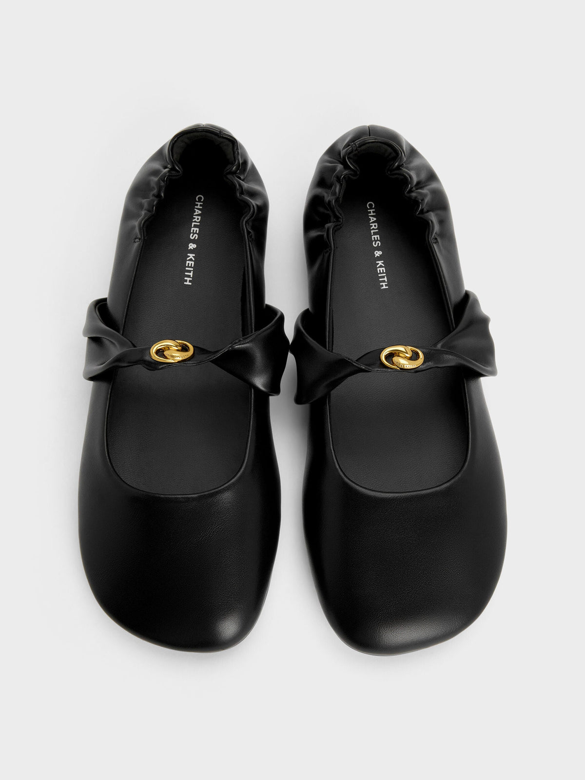 CHARLES & KEITH Great Value | Metallic-Accent Twist-Strap Mary Jane Flats - Black