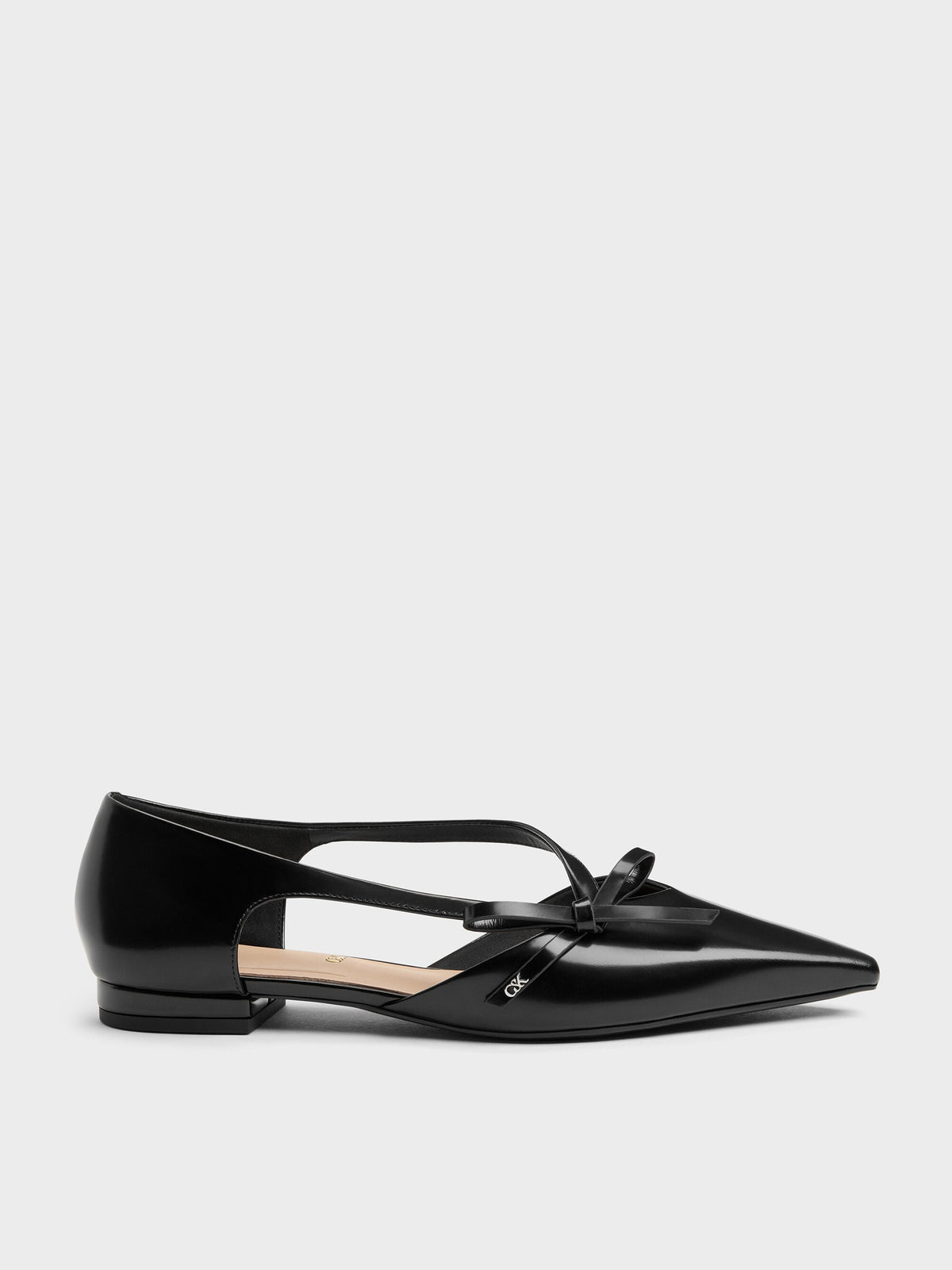 CHARLES & KEITH Exclusive | Anastasia Leather D'Orsay Flats - Black Box