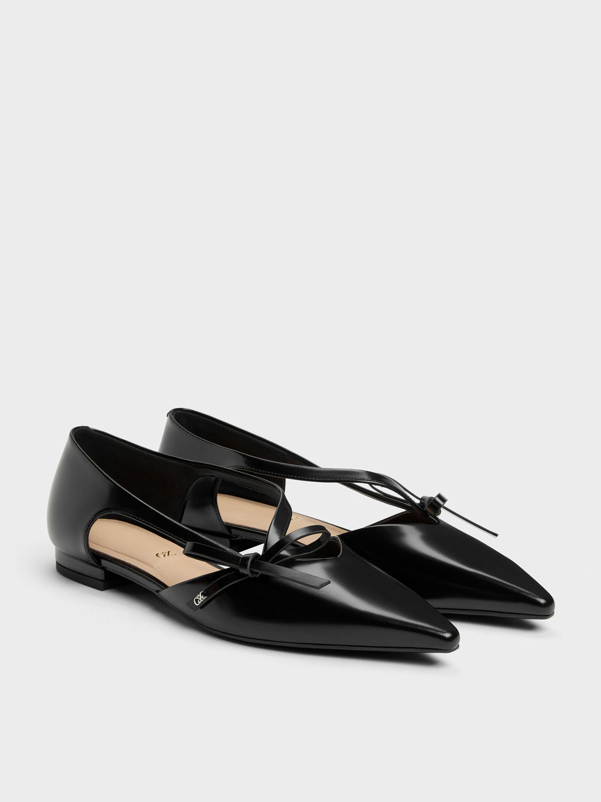 CHARLES & KEITH Exclusive | Anastasia Leather D'Orsay Flats - Black Box