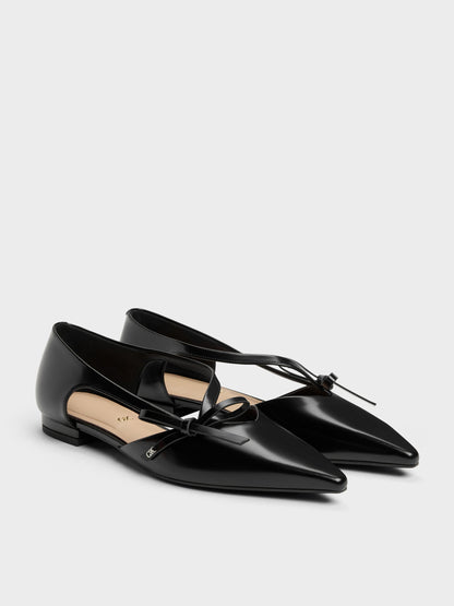 CHARLES & KEITH Exclusive | Anastasia Leather D'Orsay Flats - Black Box