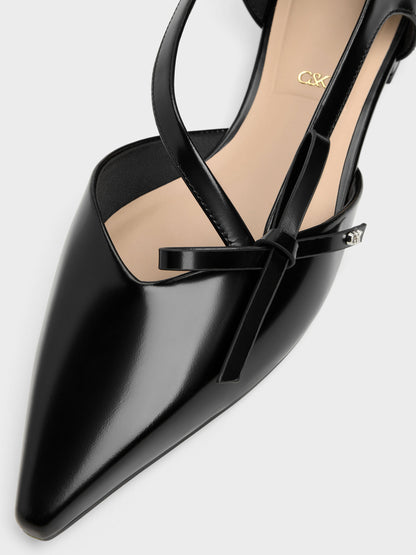 CHARLES & KEITH Exclusive | Anastasia Leather D'Orsay Flats - Black Box