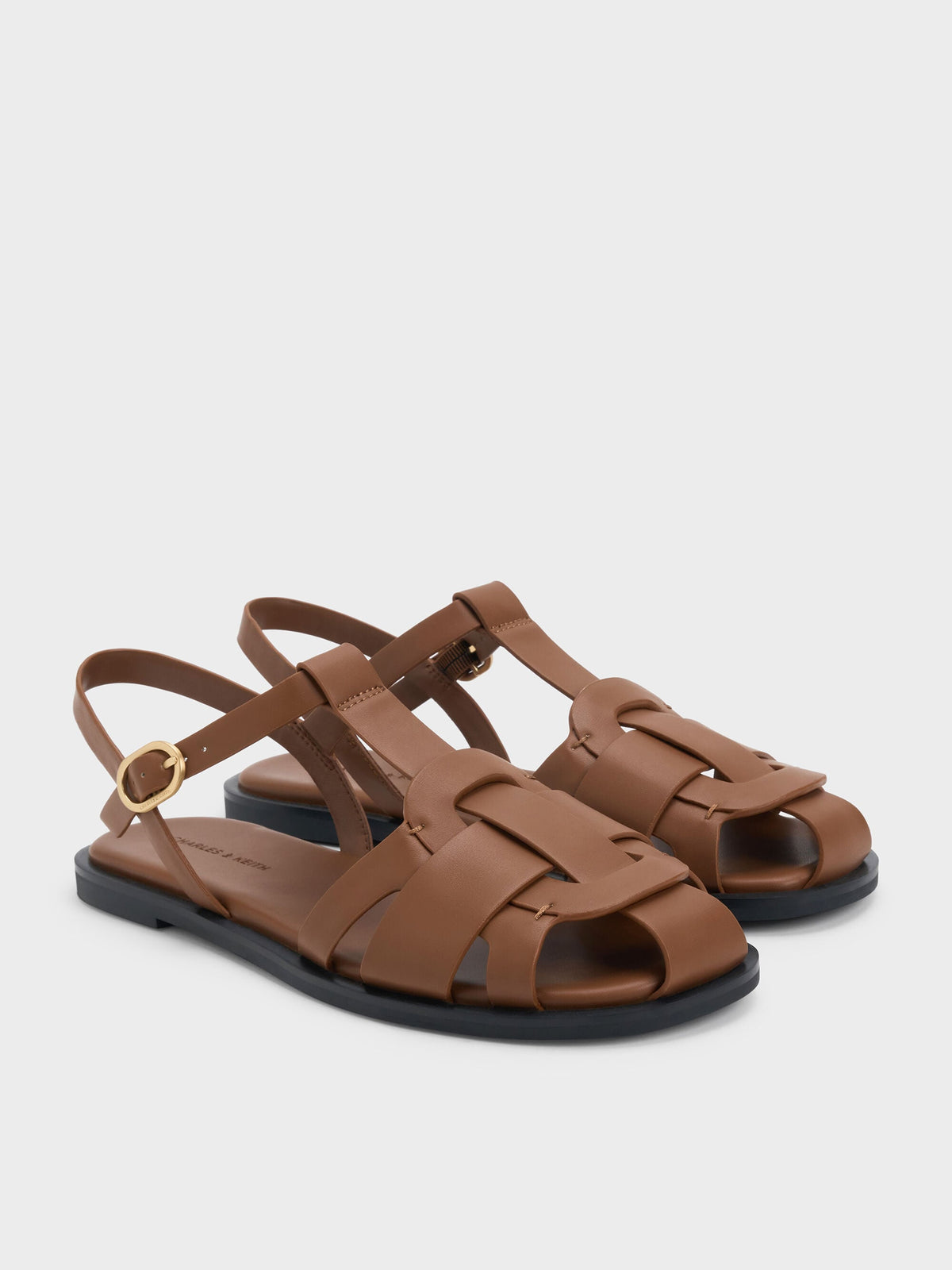 CHARLES & KEITH Essential | Easley T-Bar Caged Sandals - Caramel