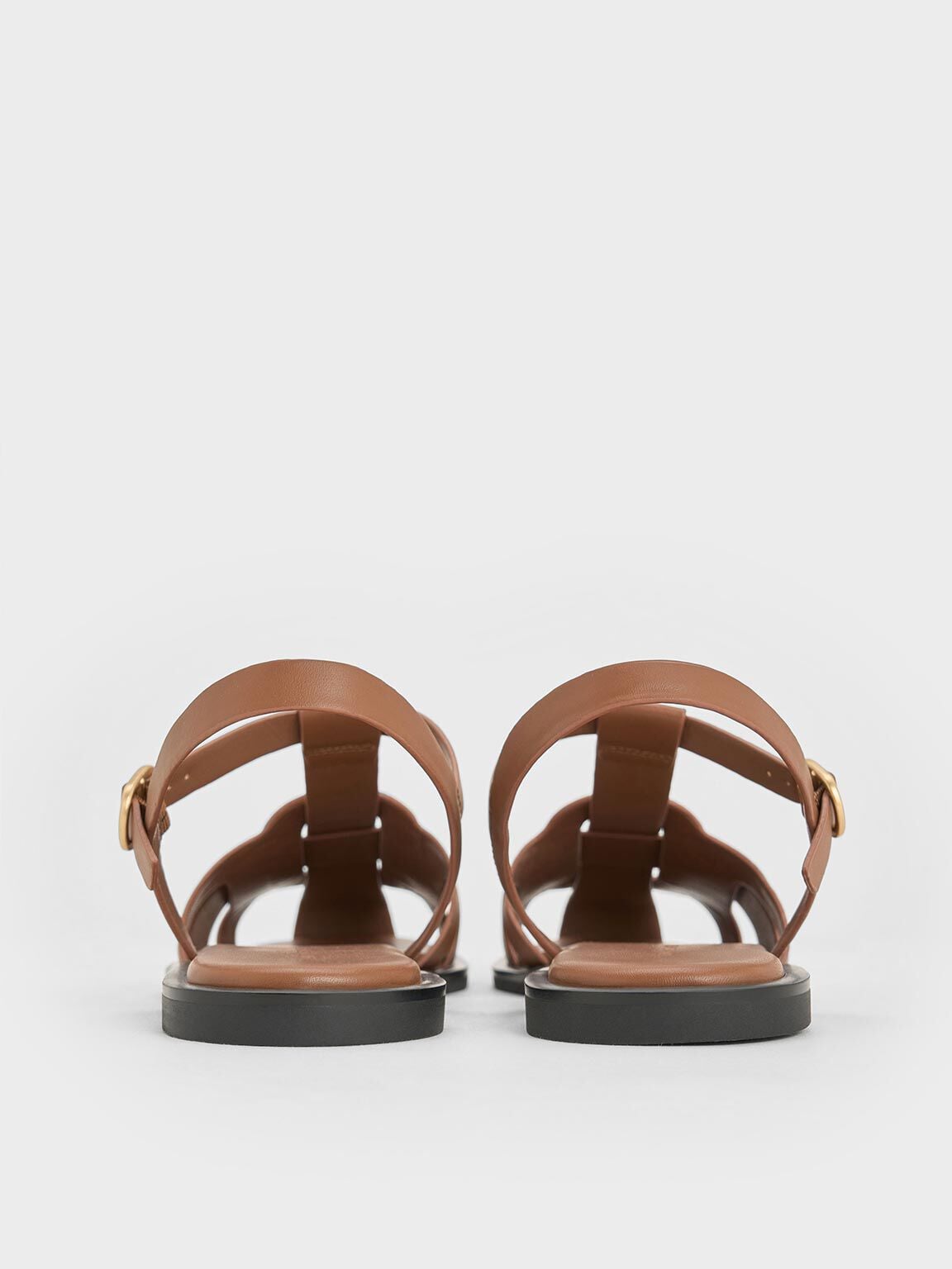 CHARLES & KEITH Essential | Easley T-Bar Caged Sandals - Caramel