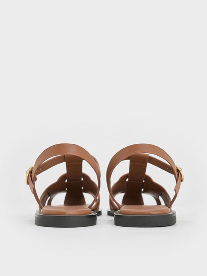 CHARLES & KEITH Essential | Easley T-Bar Caged Sandals - Caramel