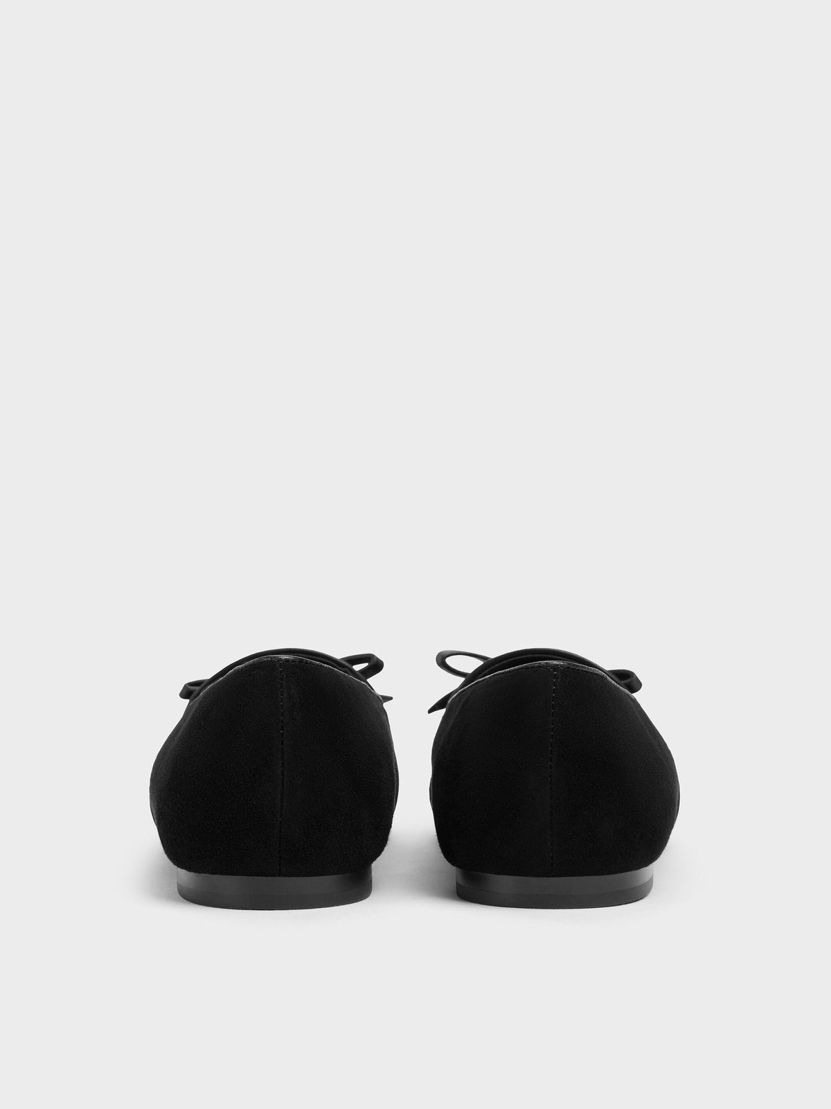CHARLES & KEITH Value | Leather & Suede Bow Loafers - Black Textured