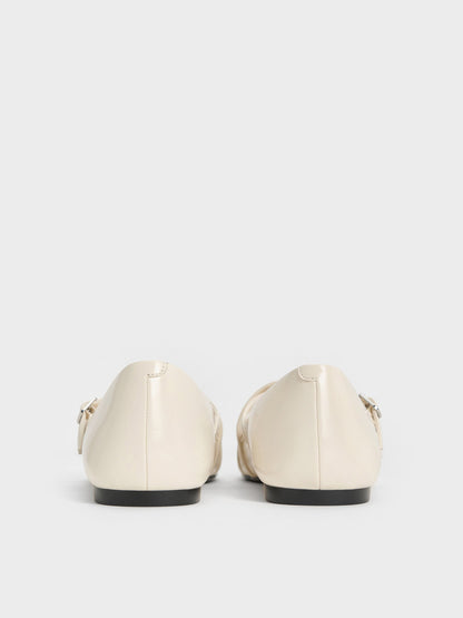 CHARLES & KEITH Exclusive | Triple-Strap Mary Jane Flats - Chalk