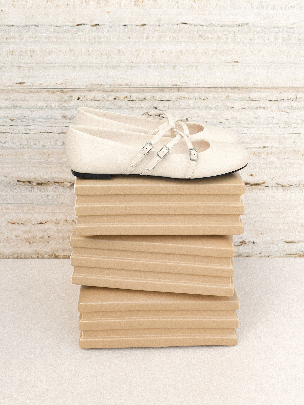 CHARLES & KEITH Exclusive | Triple-Strap Mary Jane Flats - Chalk