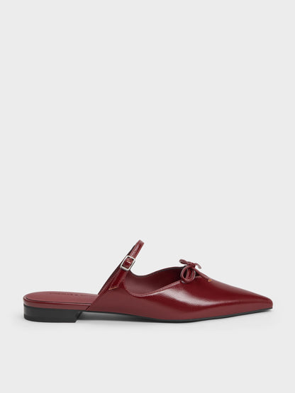 CHARLES & KEITH Popular | Bow Mary Jane Mules - Burgundy