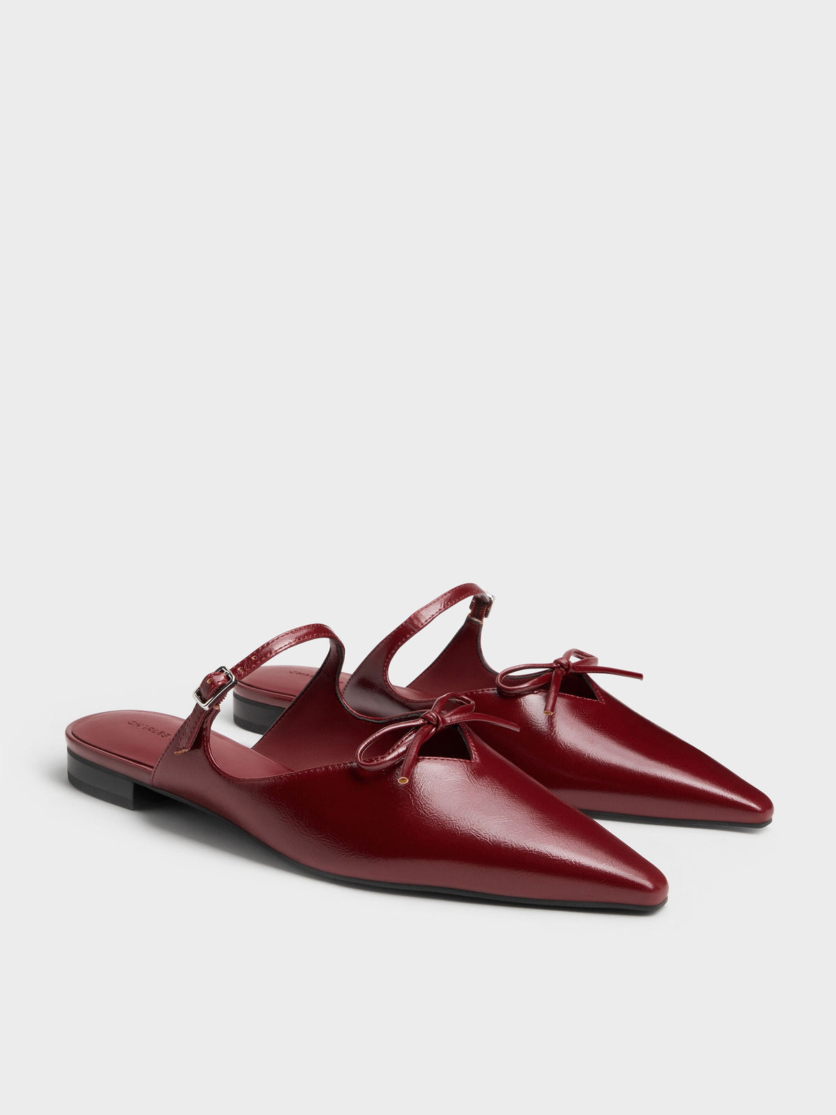 CHARLES & KEITH Popular | Bow Mary Jane Mules - Burgundy