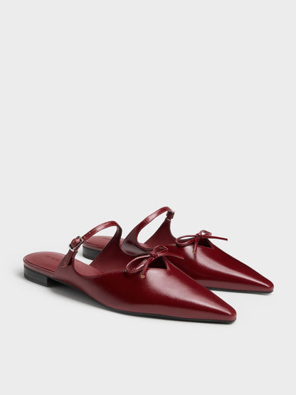 CHARLES & KEITH Popular | Bow Mary Jane Mules - Burgundy