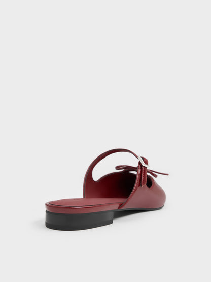 CHARLES & KEITH Popular | Bow Mary Jane Mules - Burgundy
