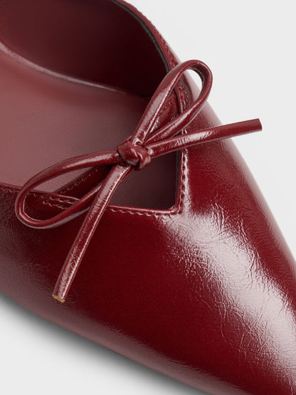 CHARLES & KEITH Popular | Bow Mary Jane Mules - Burgundy
