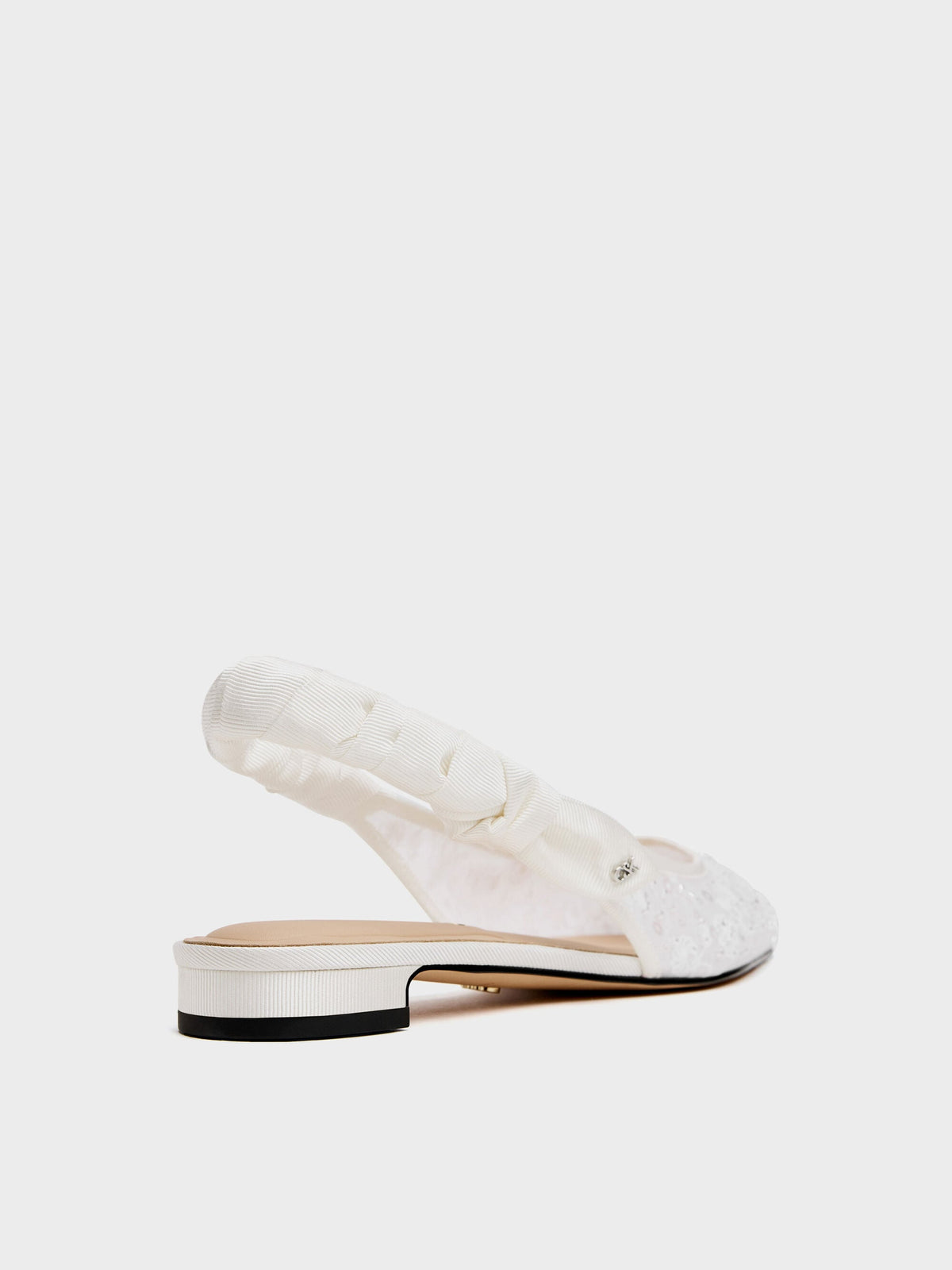 CHARLES & KEITH Exclusive | Tayari Embroidered-Mesh Slingback Flats - White