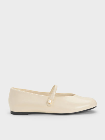 CHARLES & KEITH Top Pick | Marie Pearl Mary Jane Flats - Cream