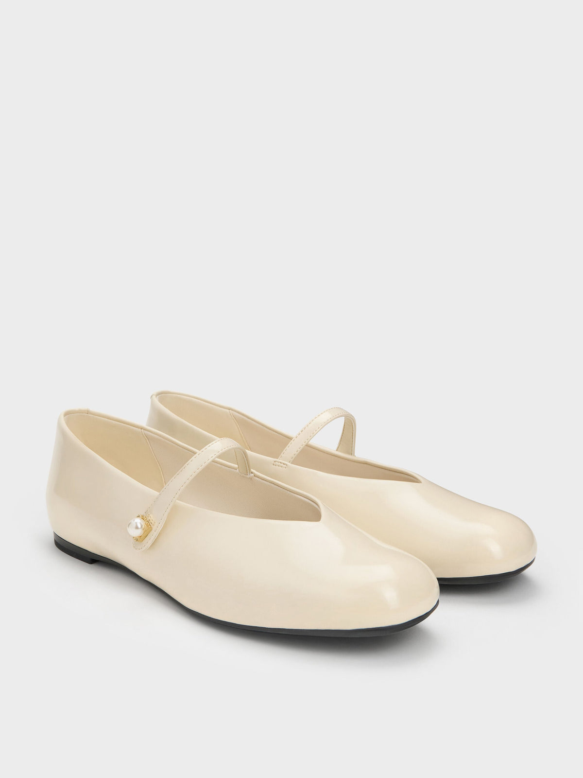 CHARLES & KEITH Top Pick | Marie Pearl Mary Jane Flats - Cream