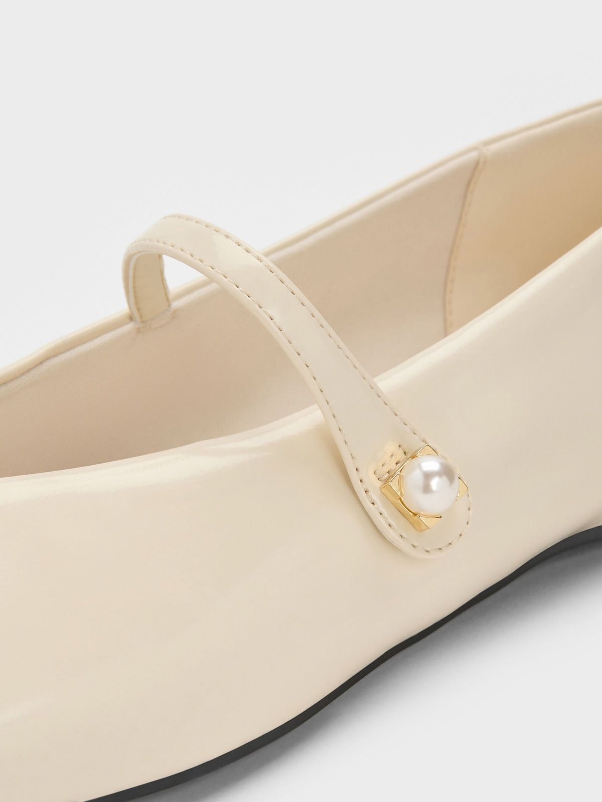 CHARLES & KEITH Top Pick | Marie Pearl Mary Jane Flats - Cream