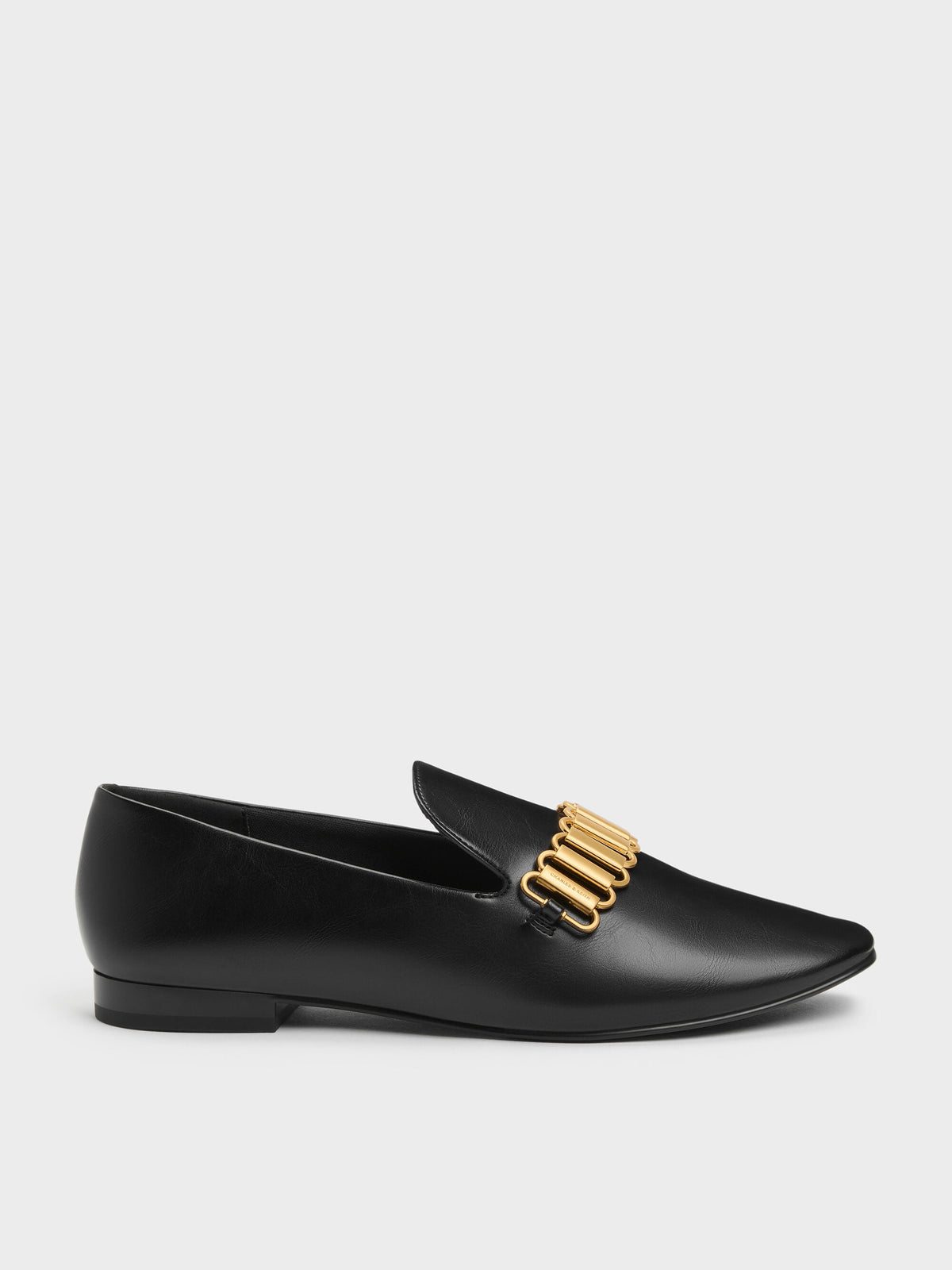 CHARLES & KEITH Best Seller | Metallic-Accent Loafers - Black
