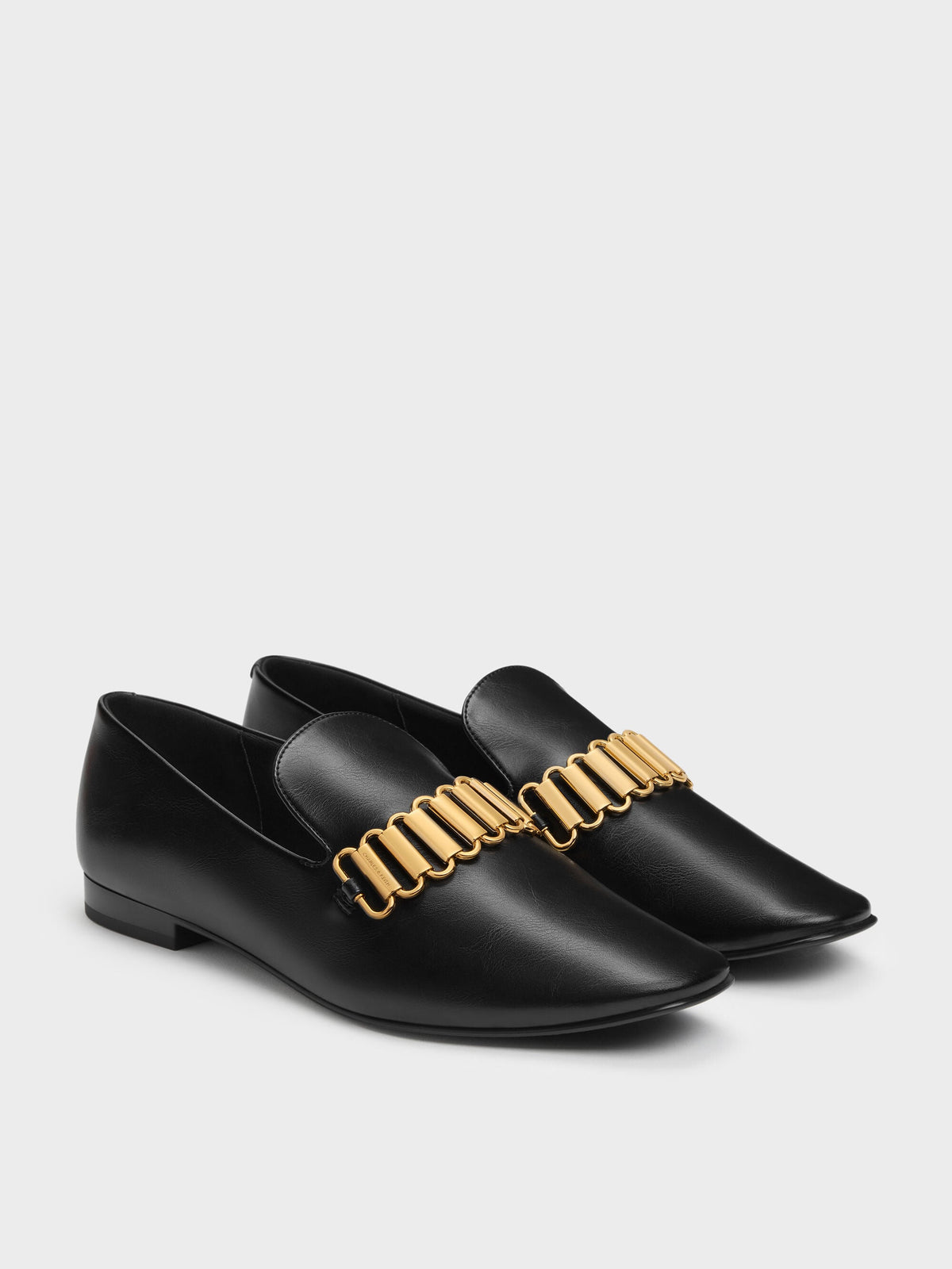 CHARLES & KEITH Best Seller | Metallic-Accent Loafers - Black