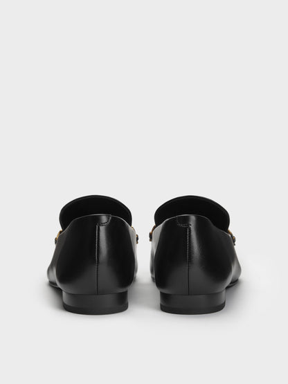 CHARLES & KEITH Best Seller | Metallic-Accent Loafers - Black
