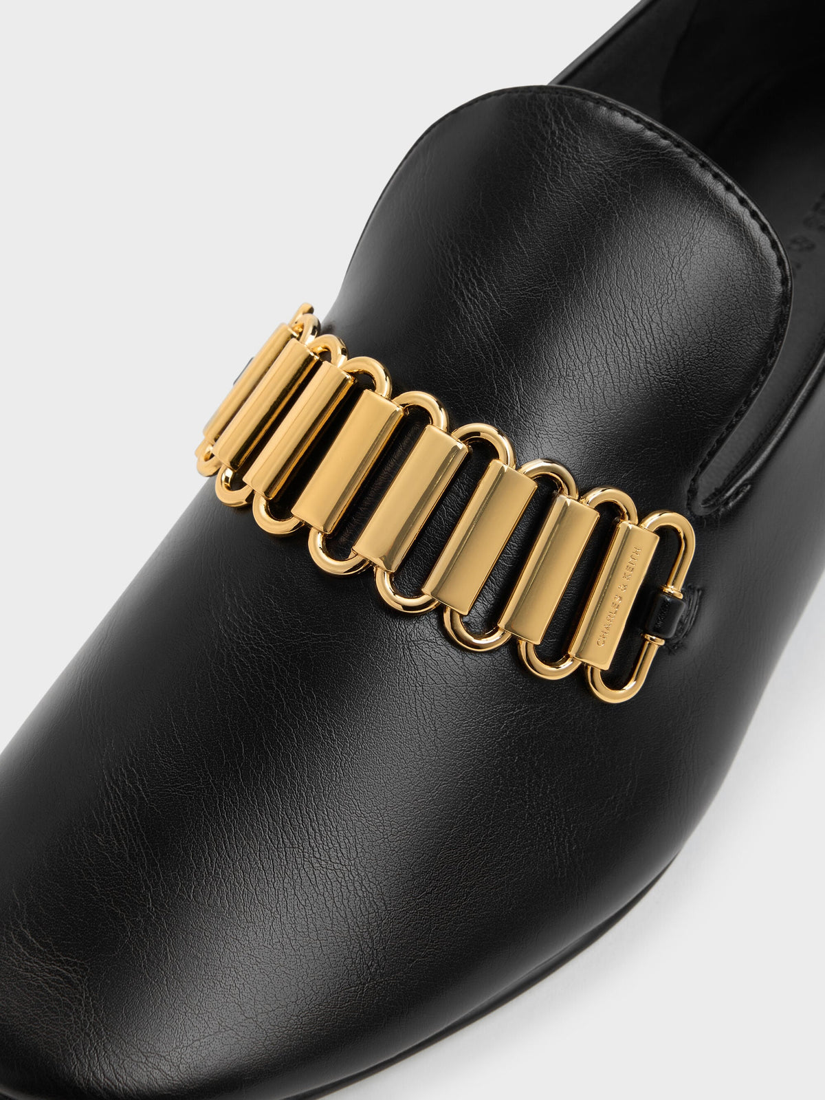 CHARLES & KEITH Best Seller | Metallic-Accent Loafers - Black