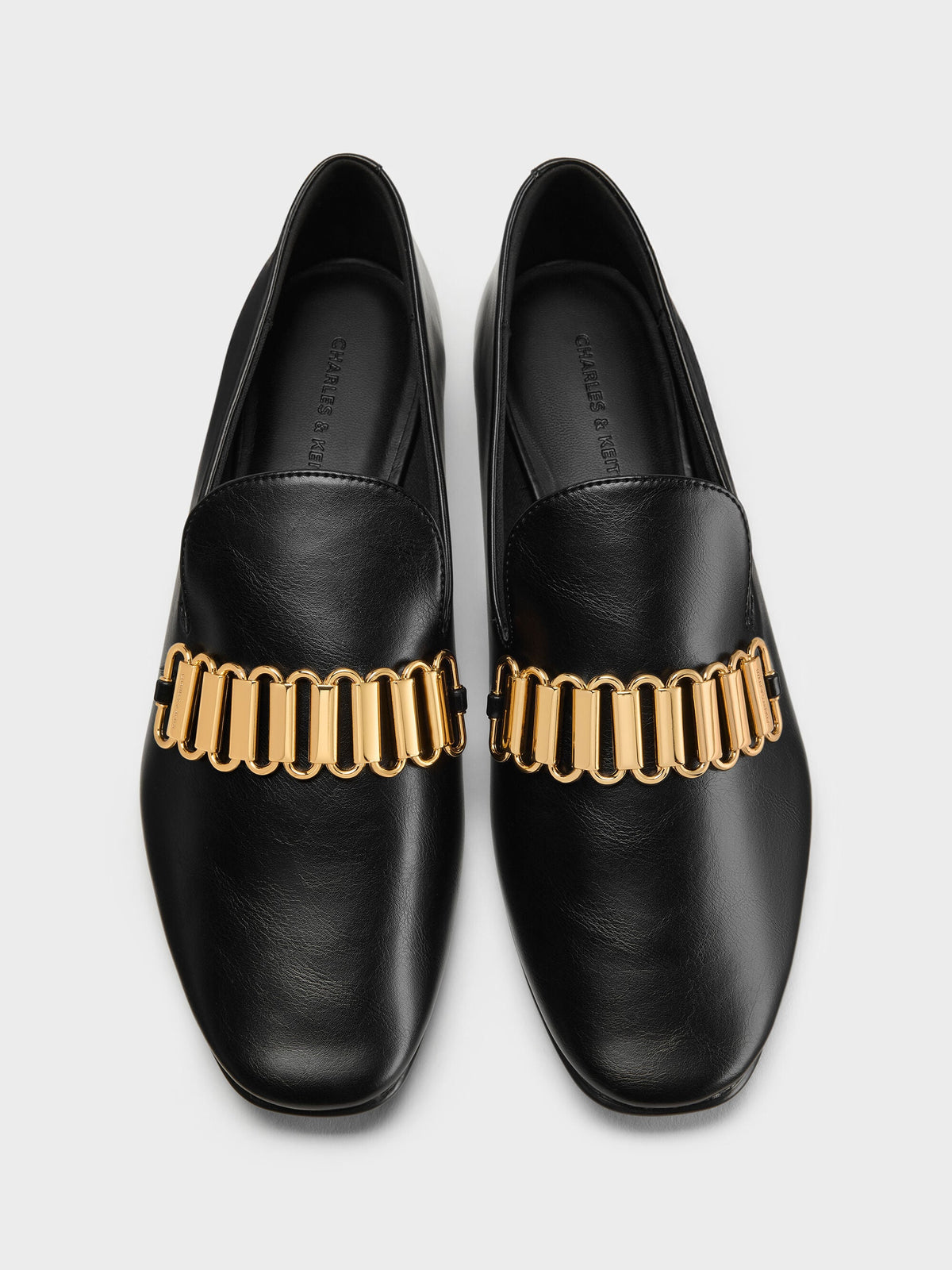 CHARLES & KEITH Best Seller | Metallic-Accent Loafers - Black