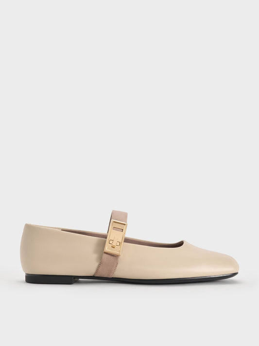 CHARLES & KEITH Discount | Lando Two-Tone Mary Jane Flats - Chalk
