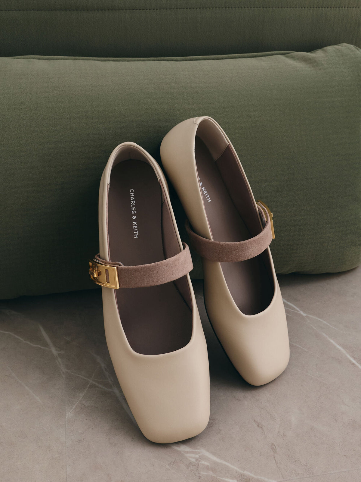 CHARLES & KEITH Discount | Lando Two-Tone Mary Jane Flats - Chalk