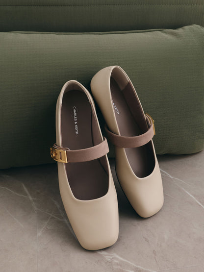 CHARLES & KEITH Discount | Lando Two-Tone Mary Jane Flats - Chalk