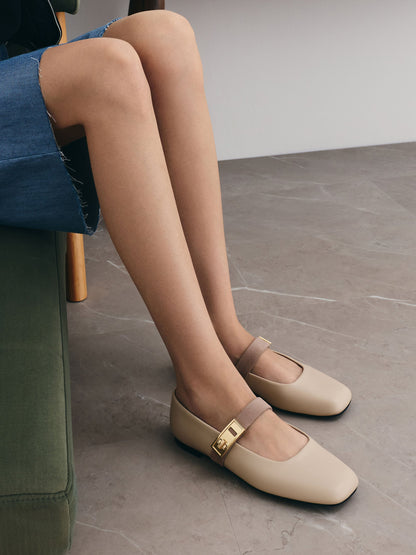 CHARLES & KEITH Discount | Lando Two-Tone Mary Jane Flats - Chalk