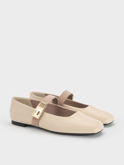 CHARLES & KEITH Discount | Lando Two-Tone Mary Jane Flats - Chalk