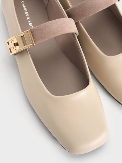 CHARLES & KEITH Discount | Lando Two-Tone Mary Jane Flats - Chalk