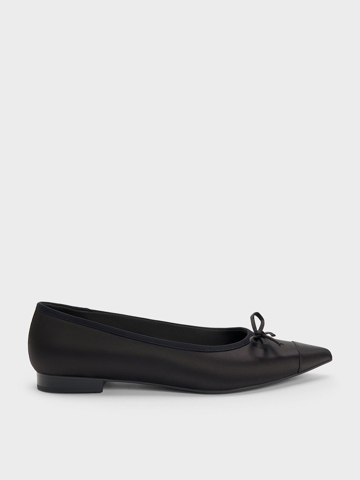 CHARLES & KEITH Discount | Briella Satin Cap-Toe Flats - Black Textured