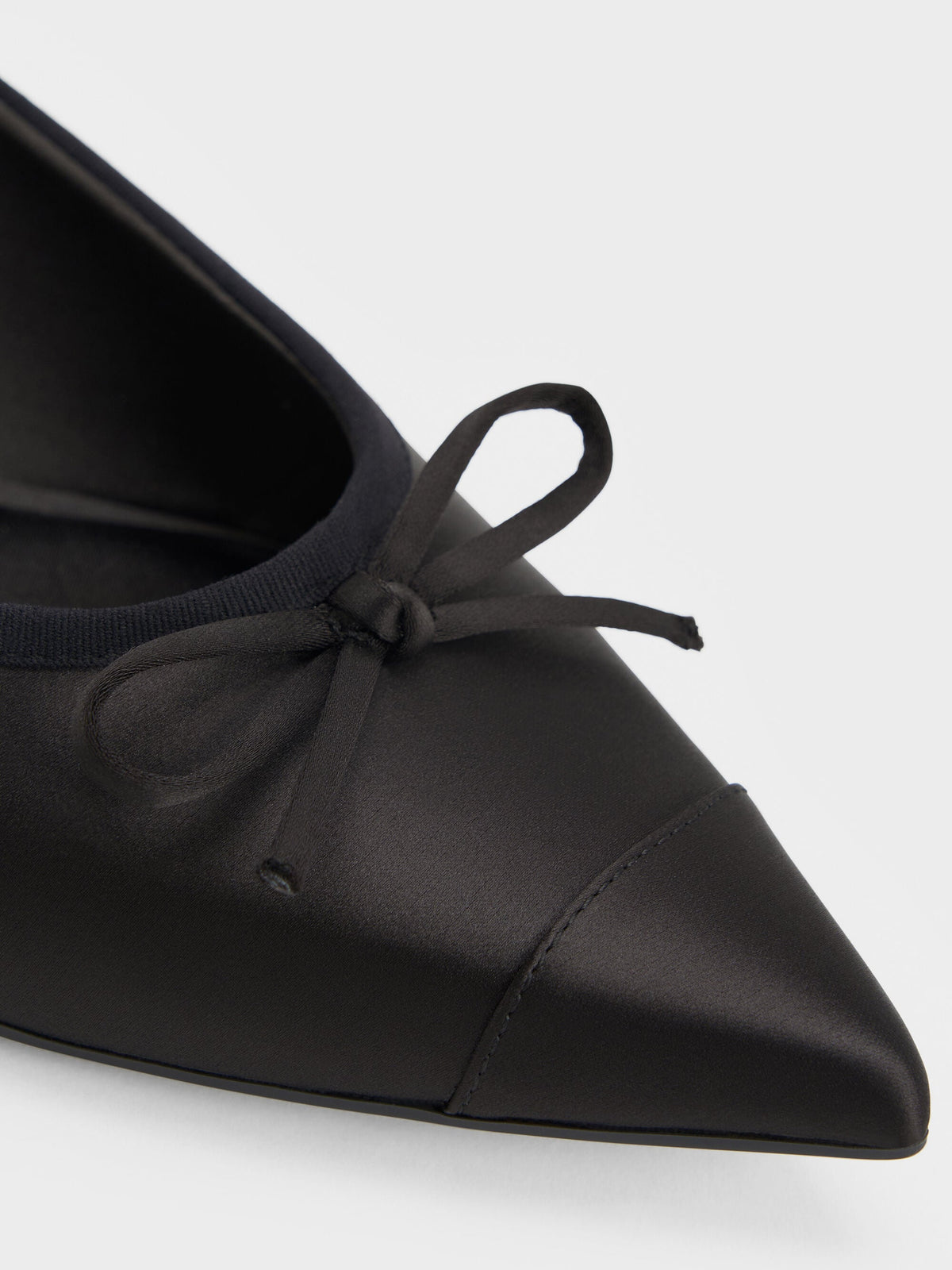CHARLES & KEITH Discount | Briella Satin Cap-Toe Flats - Black Textured