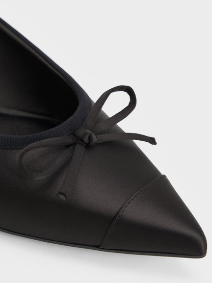 CHARLES & KEITH Discount | Briella Satin Cap-Toe Flats - Black Textured