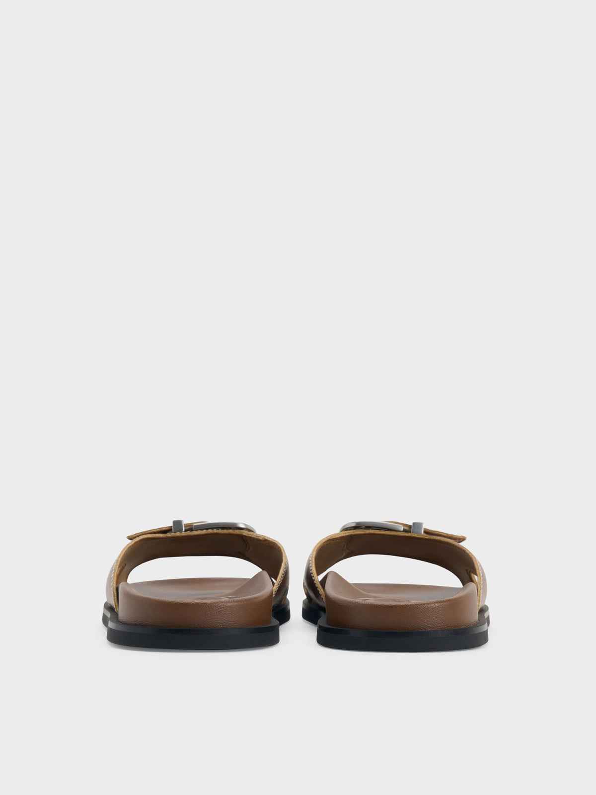 CHARLES & KEITH Sale | Stitch-Trim Buckled Slides - Cognac
