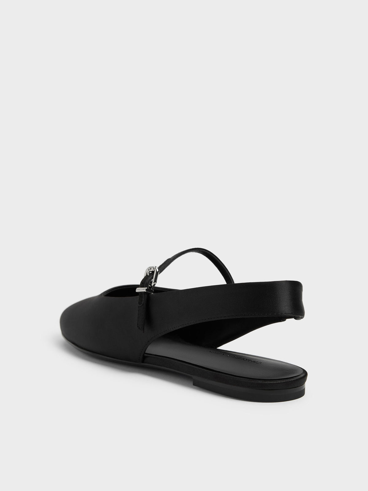 CHARLES & KEITH Premium | Imani Satin Slingback Flats - Black Textured