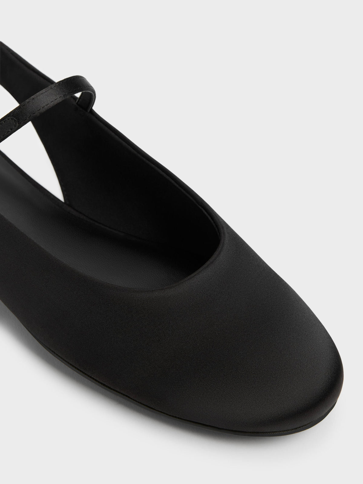 CHARLES & KEITH Premium | Imani Satin Slingback Flats - Black Textured