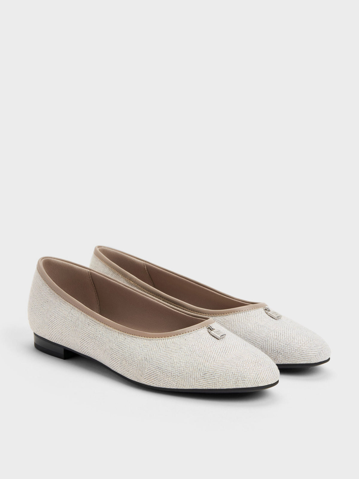 CHARLES & KEITH Hot Sale | Griselda Two-Tone Ballet Flats - Light Grey