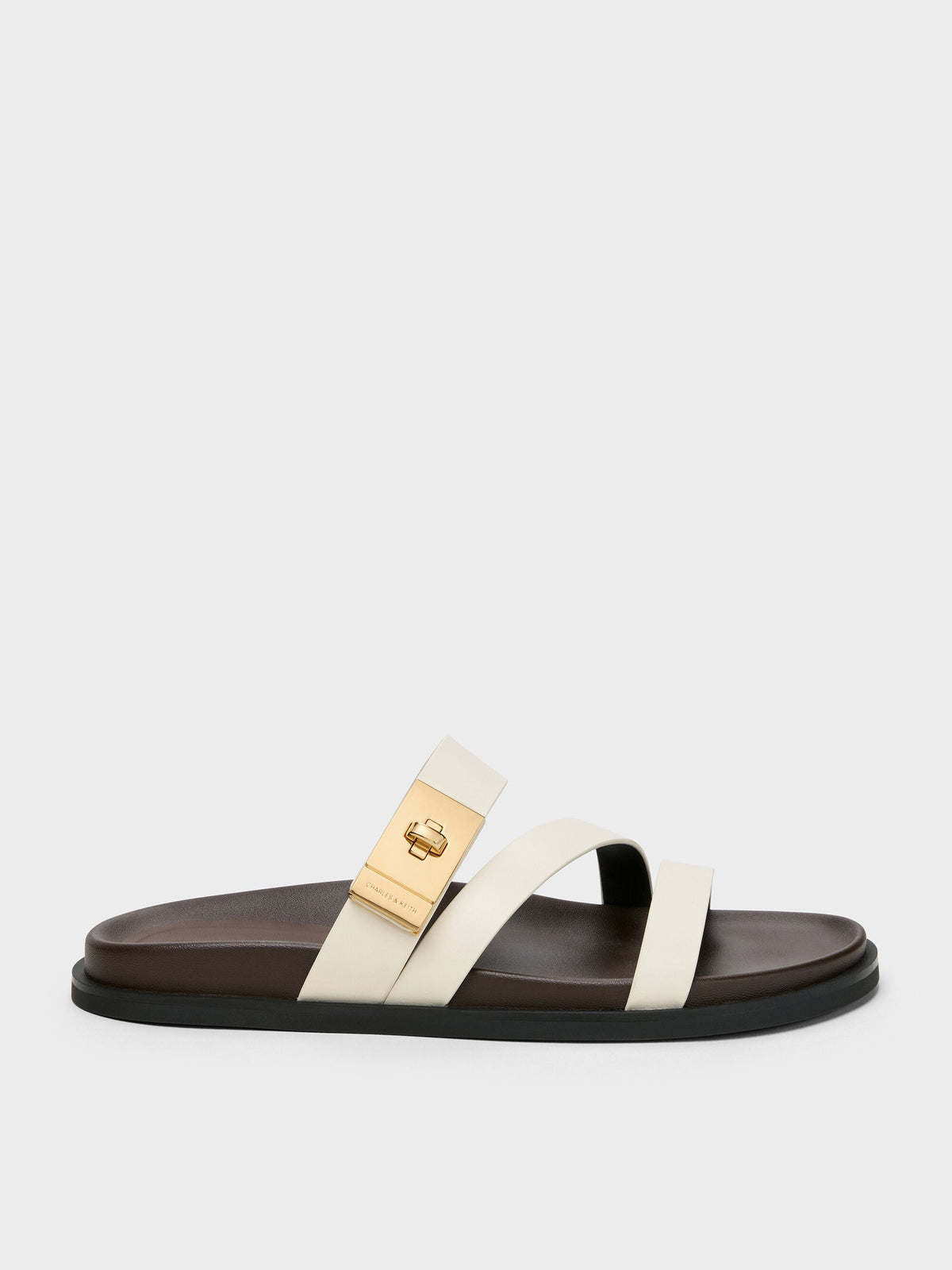 CHARLES & KEITH Recommended | Aelin Metallic-Buckle Strappy Sandals - White