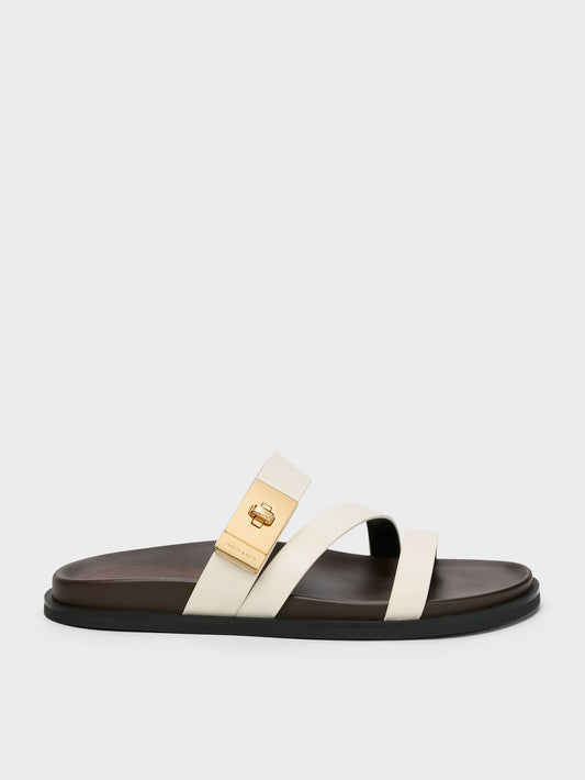 CHARLES & KEITH Recommended | Aelin Metallic-Buckle Strappy Sandals - White