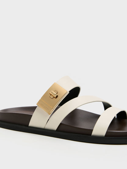 CHARLES & KEITH Recommended | Aelin Metallic-Buckle Strappy Sandals - White